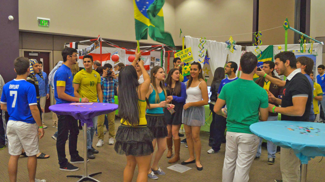 Students gathered at the International Bizarre