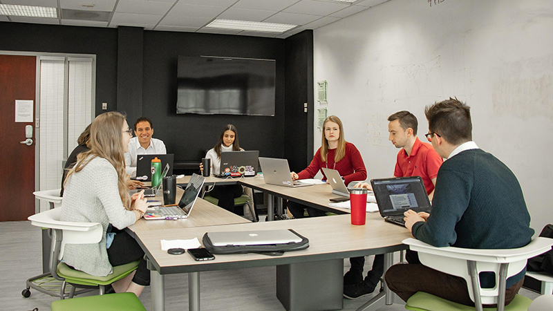 Amanda with other students in the Changemaker lab