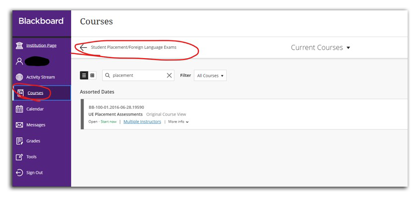 Blackboard screenshot