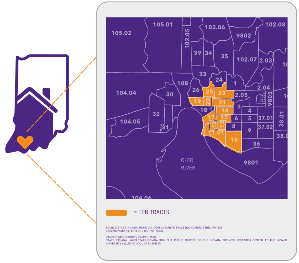 Evansville Promise Neighborhood Map with census tracts