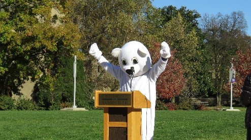 UE President Dr Kazee in polar bear costume