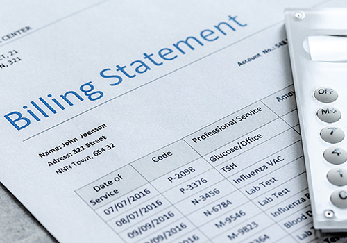 Healthcare billing statement with calculator