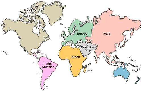 World regions map