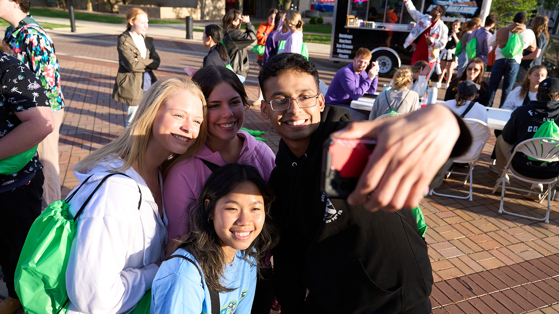 Students taking selfie during Purple Palooza