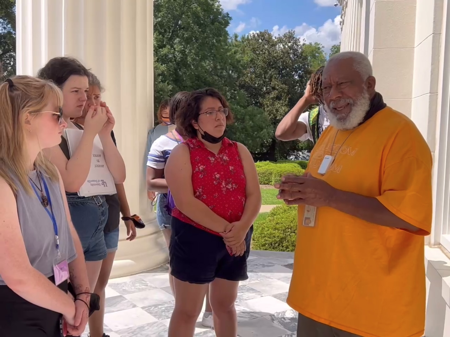 Tour Guide with students in 2022