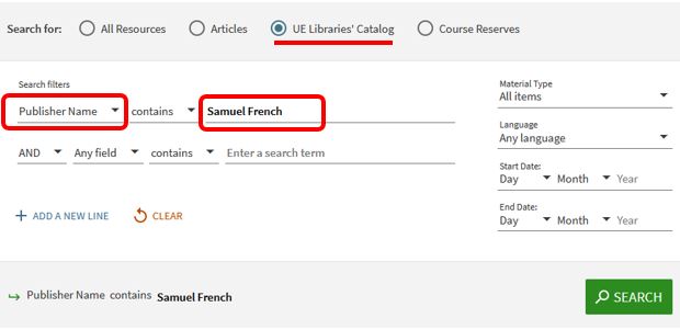 Catalog search by publisher