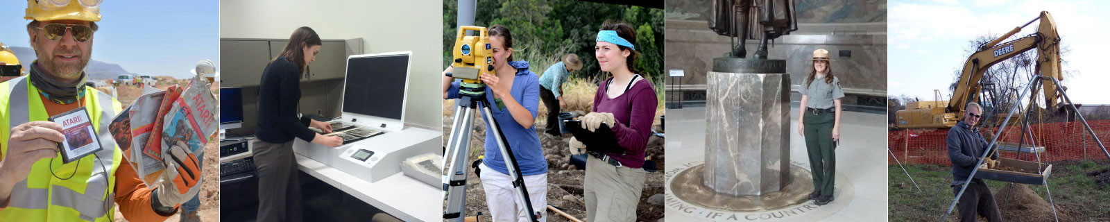 Collage of archeology graduates on the job