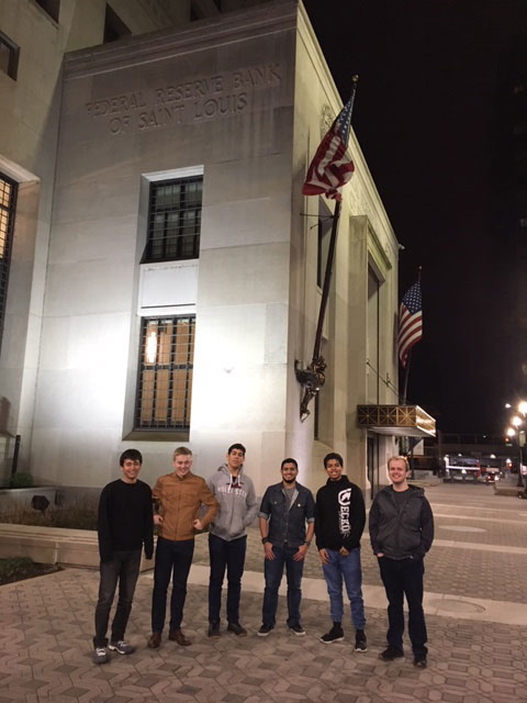 Students in front of the Federal Reserve Bank in St. Louis