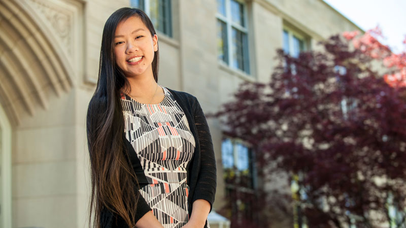 Business student outside of SOBA