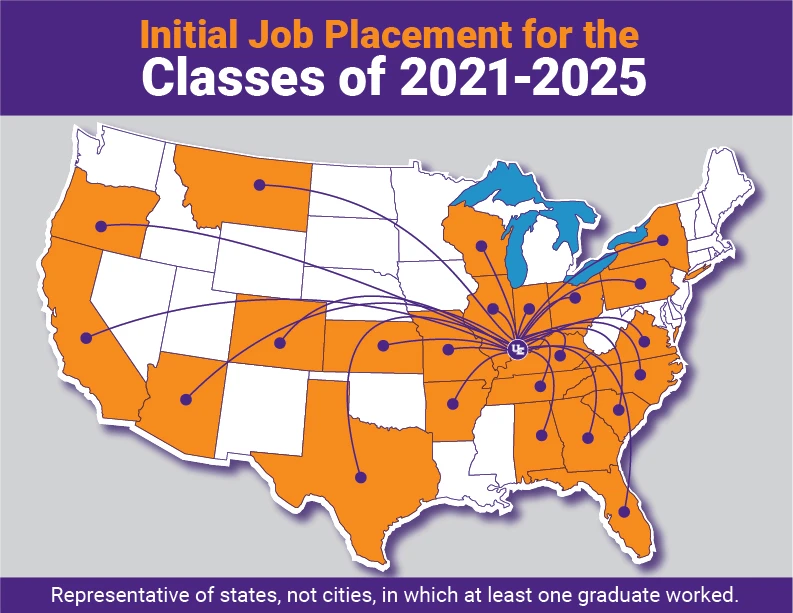 Business employment map of the US
