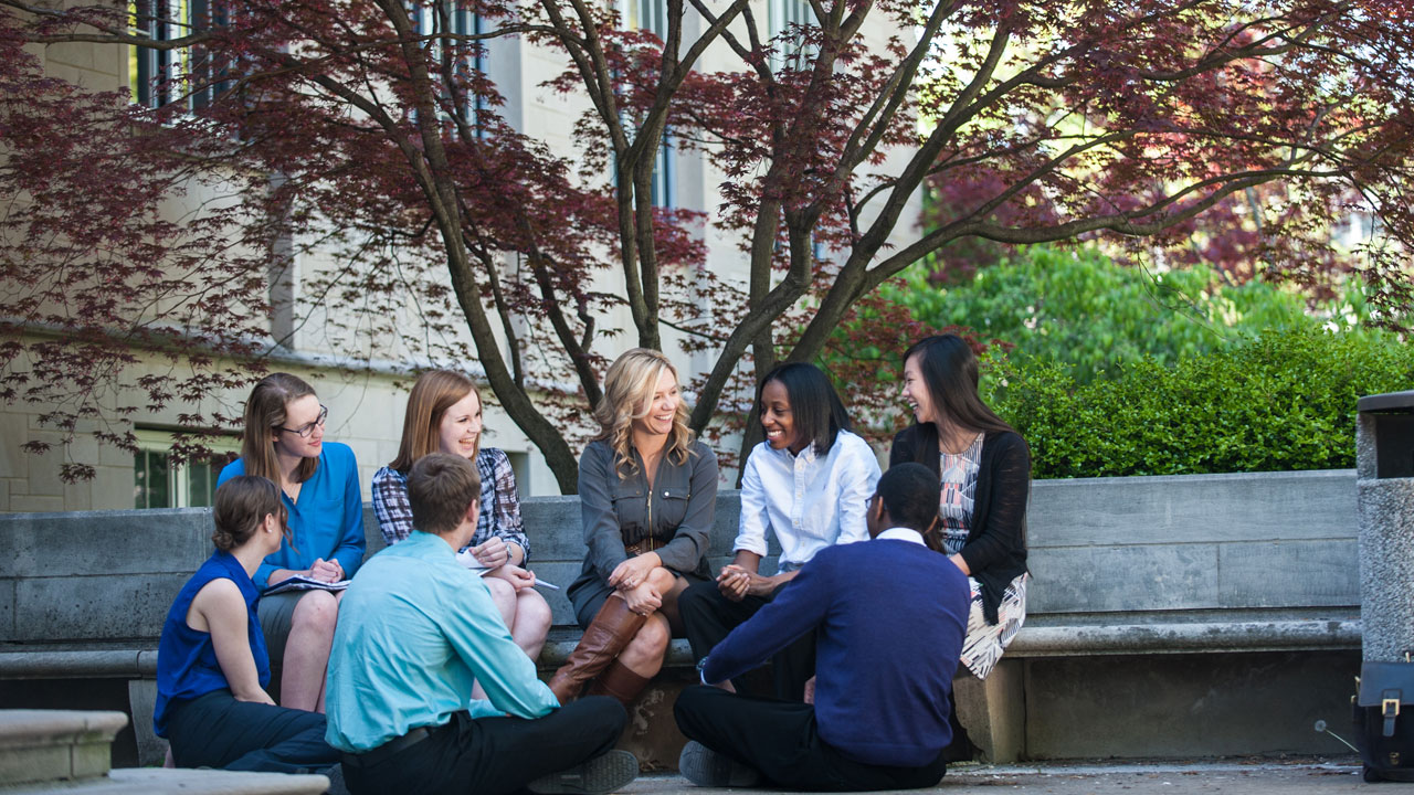 Mindy with students outside