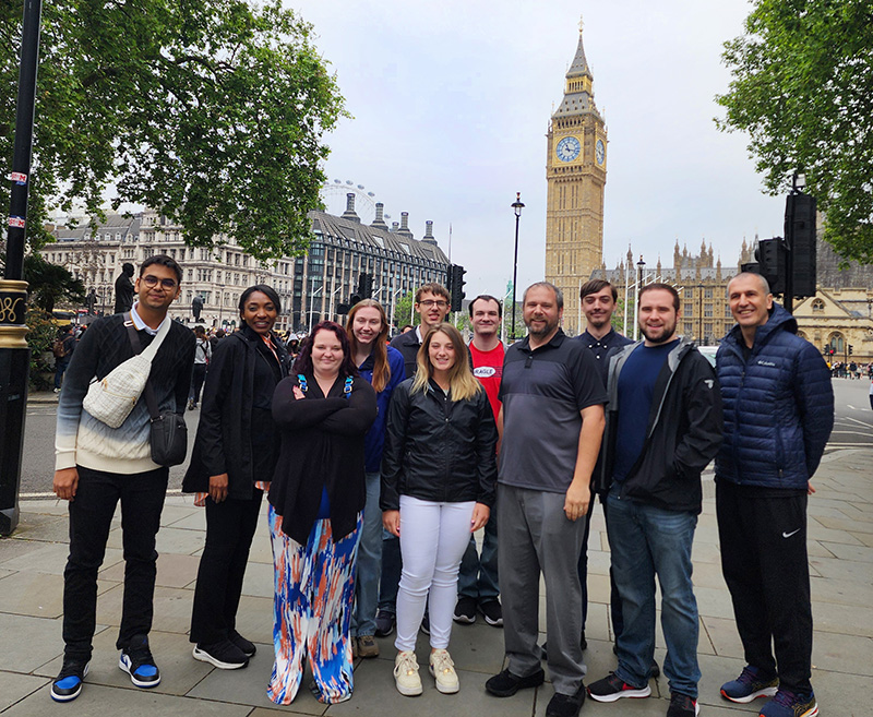 UE Business students in front of Big Ben