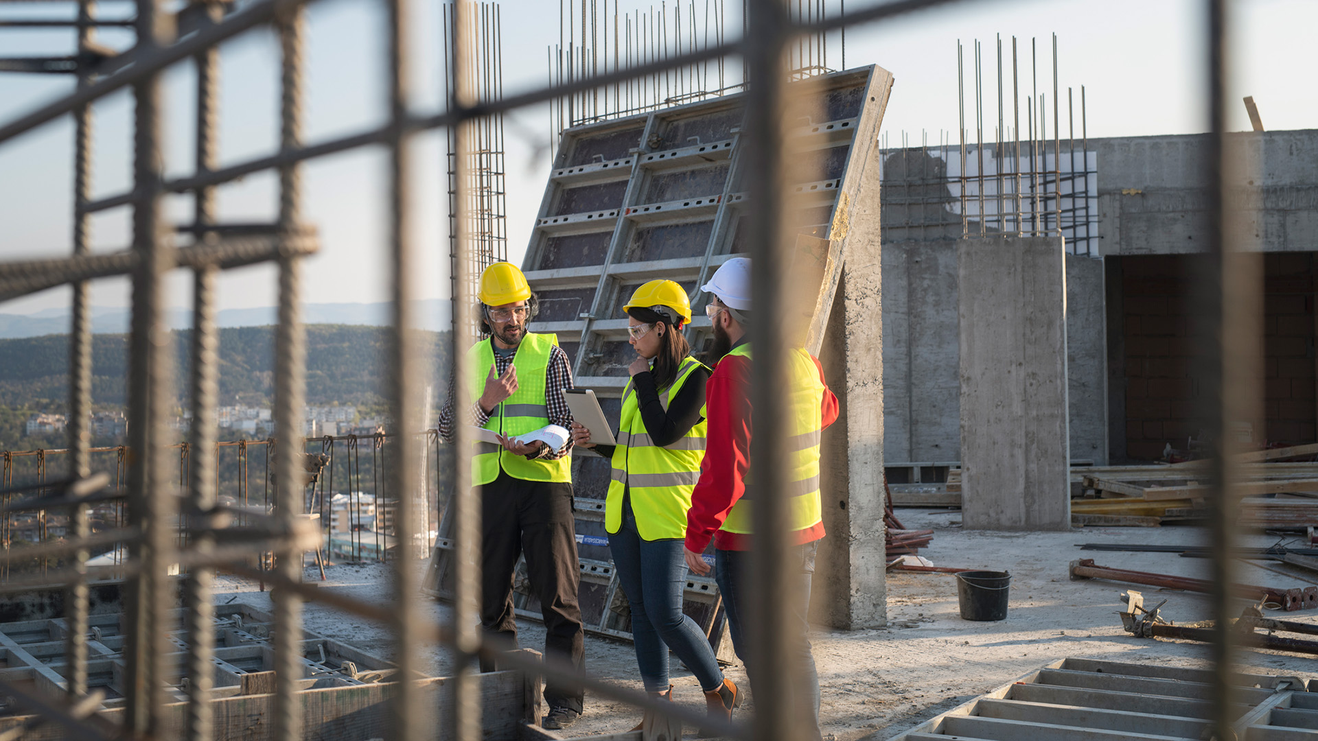 Construction workers on site