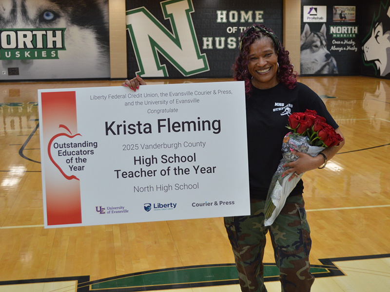 Krista Fleming with award