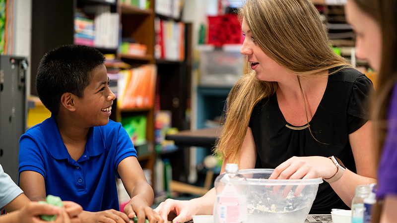 Education student with child