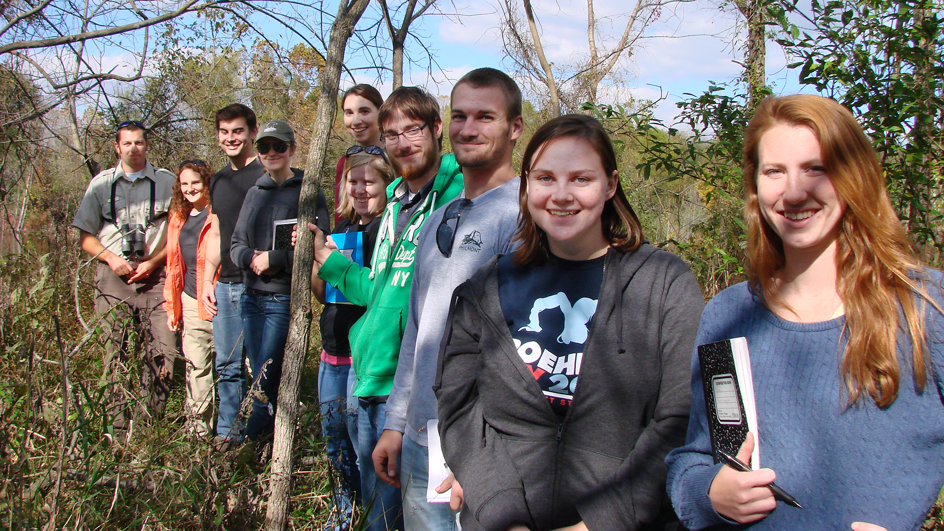 Environmental Studies students standing in a row