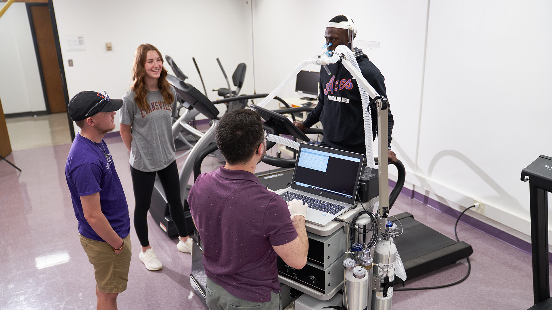 Exercise Science students with testing equipment