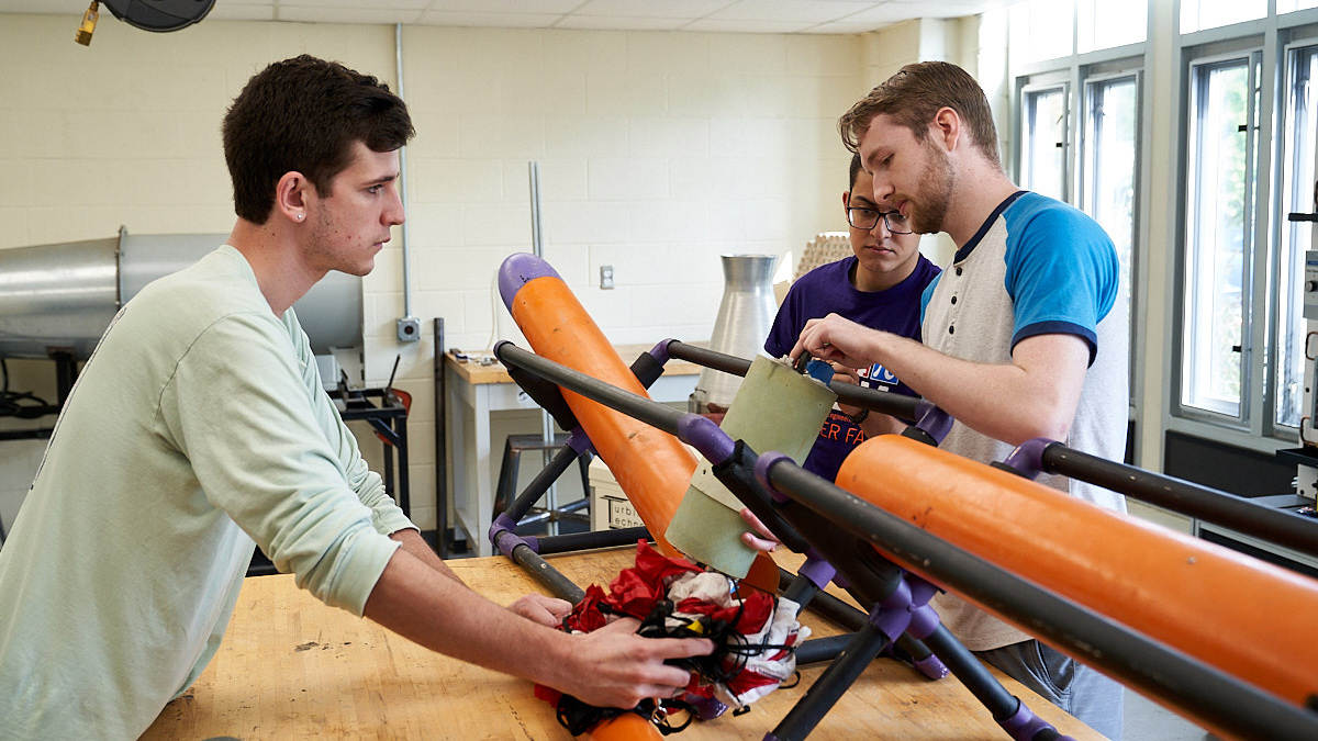 Mechanical Engineering students building rocket