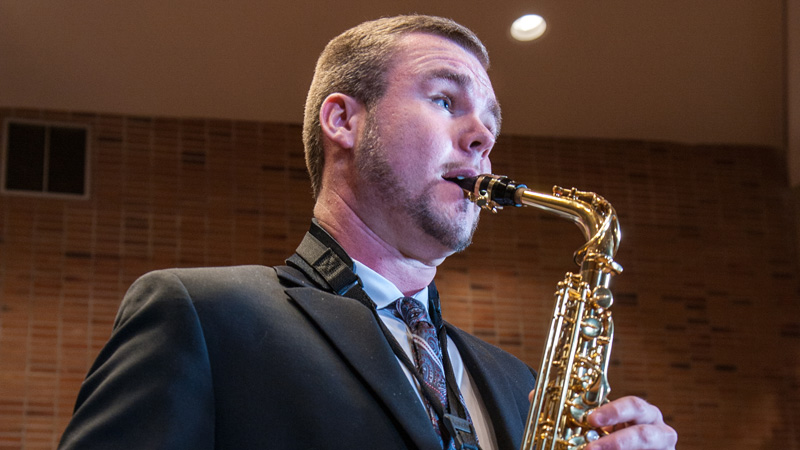 Hayden McClure playing saxophone