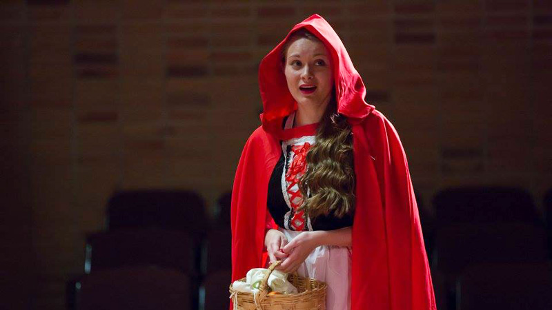 Opera singer in red hood