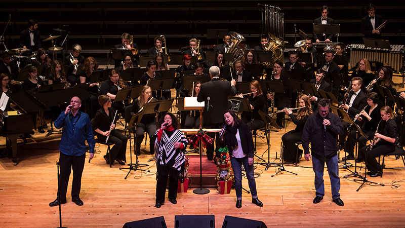 Wind ensemble on stage