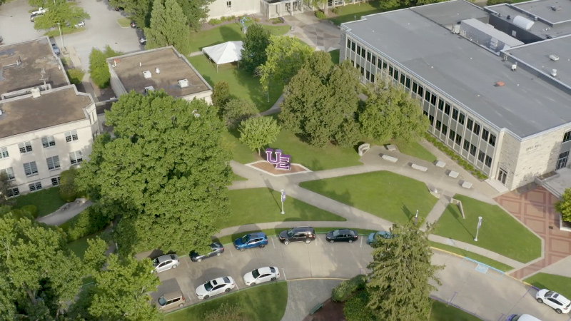 UE emblem sign from air