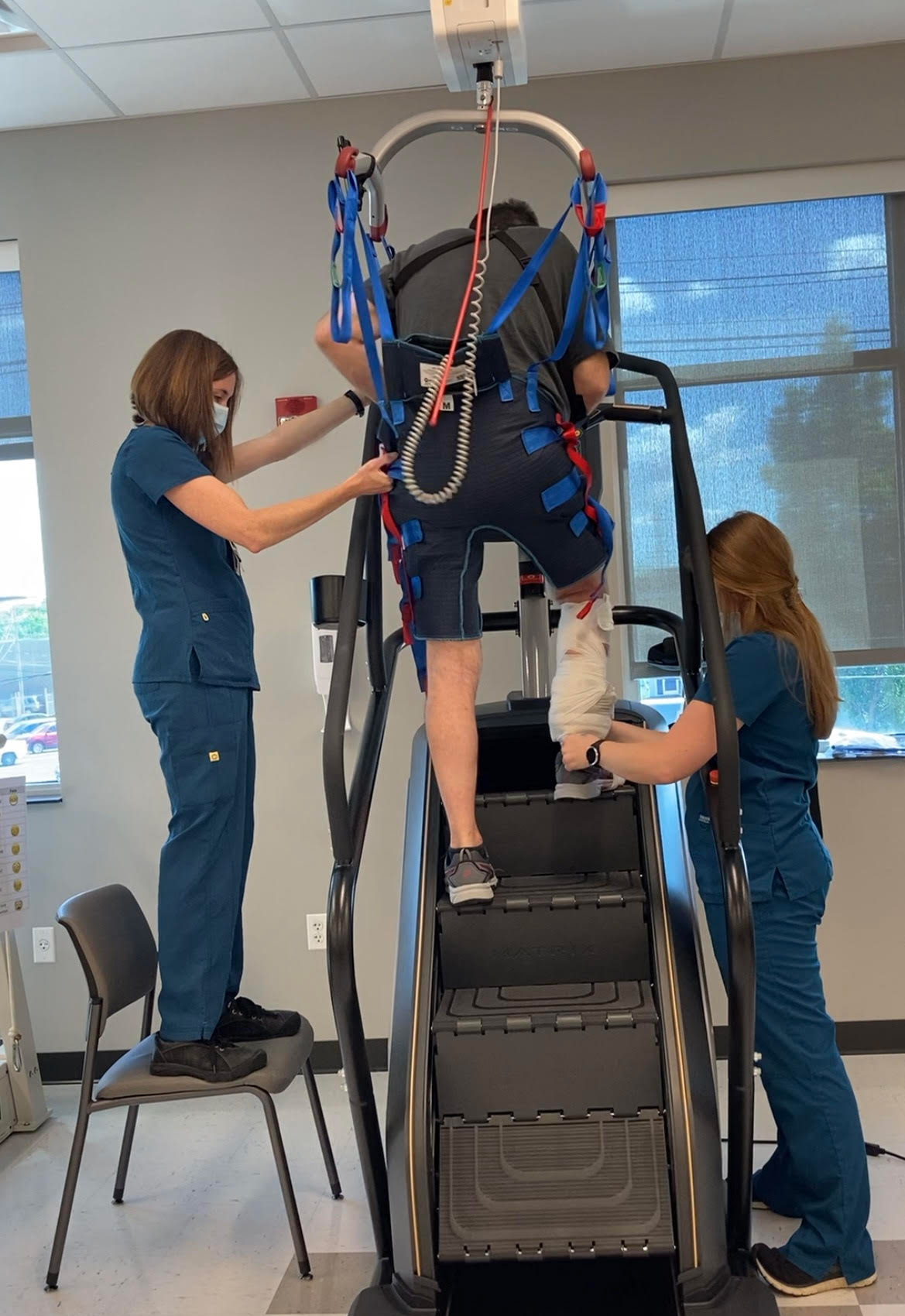 Neurologic patient on stairmaster