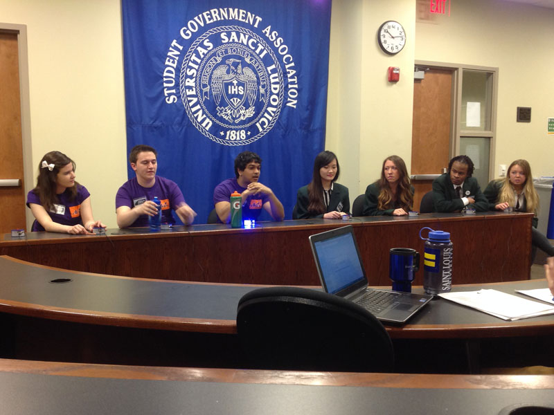 Scholar Bowl students at SGA meeting
