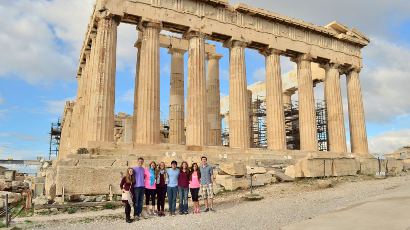 UE students visiting the Parthenon.