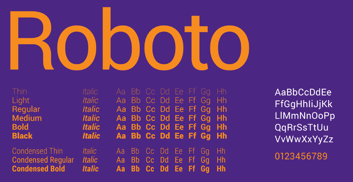Roboto Font Example