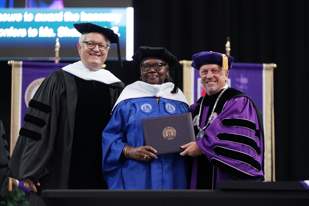 Sheila Huff with honorary degree.