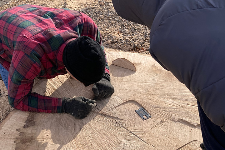 Stump being inscribed