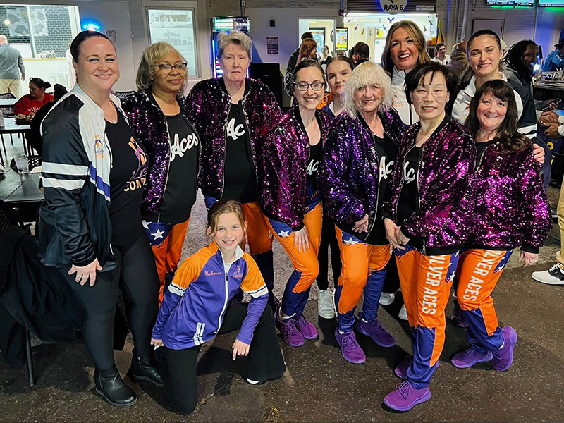 Silver Aces dance team posing for group photo