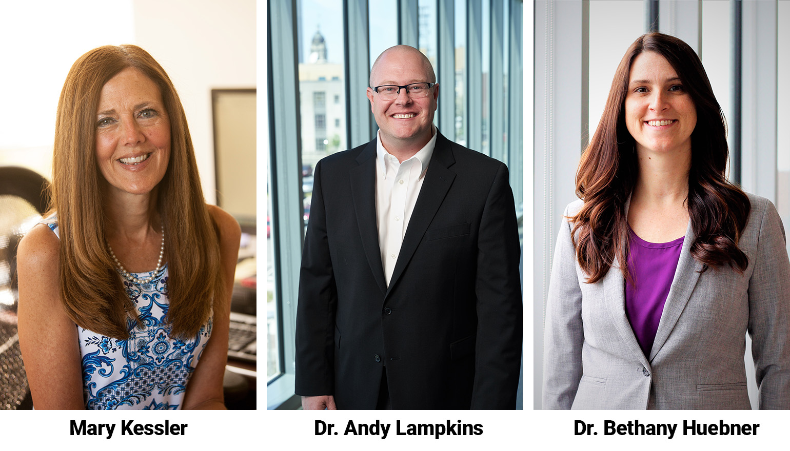 From left to right: Mary Kessler, Dr. Andy Lampkins, and Dr. Bethany Huebner