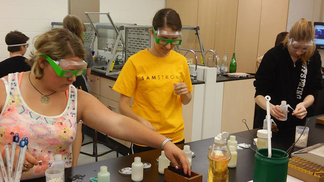 Engineering Options students in chemistry lab