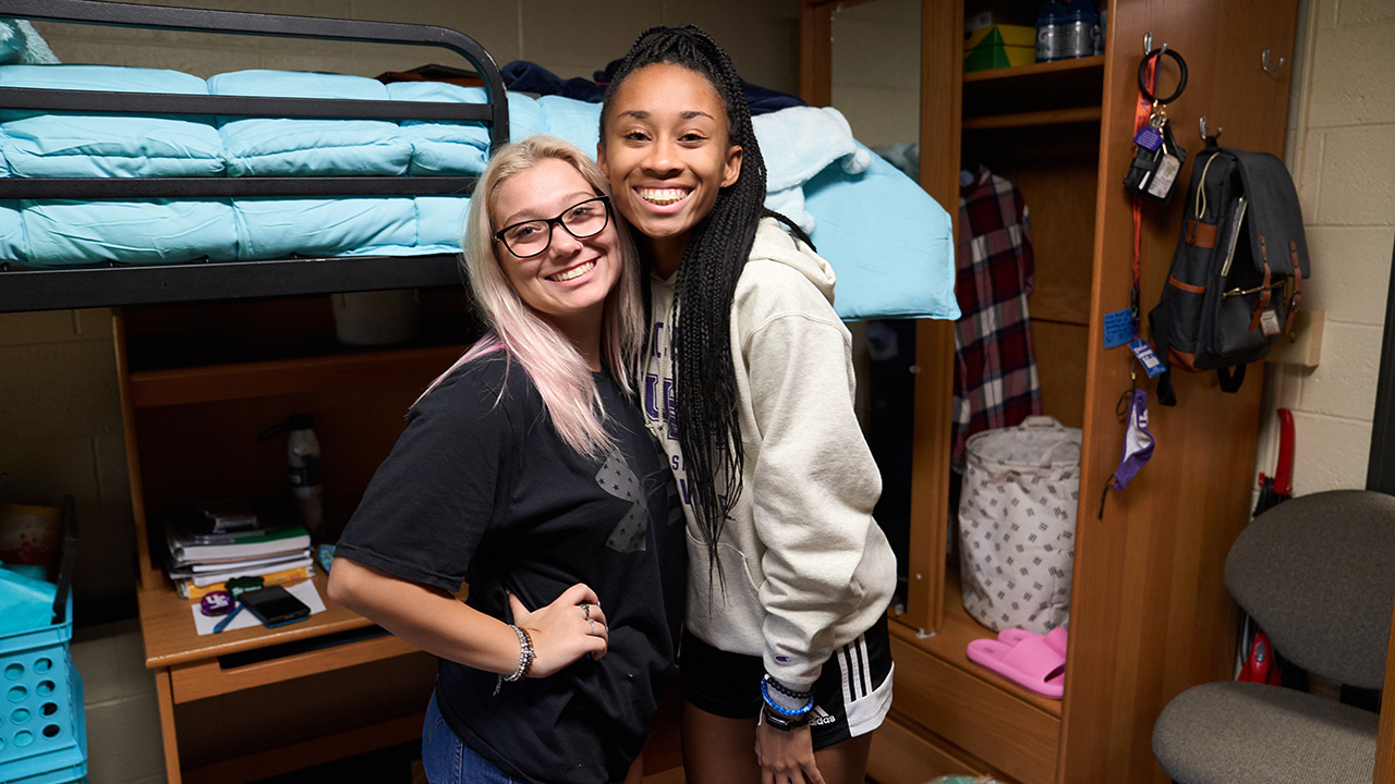 Two students in dorm room