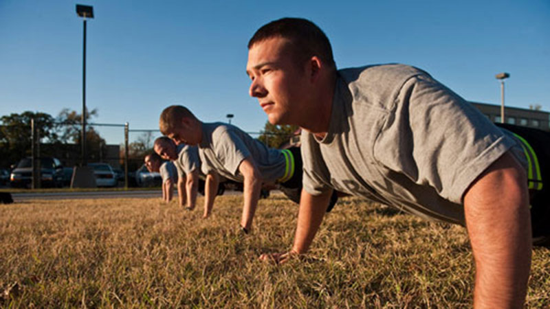 ROTC students doing pushups