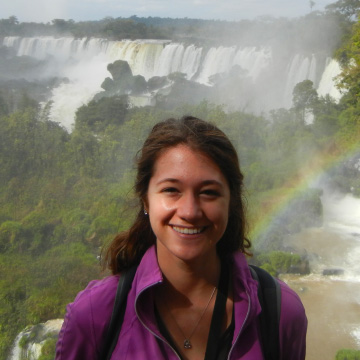 Amanda in front of rainbow