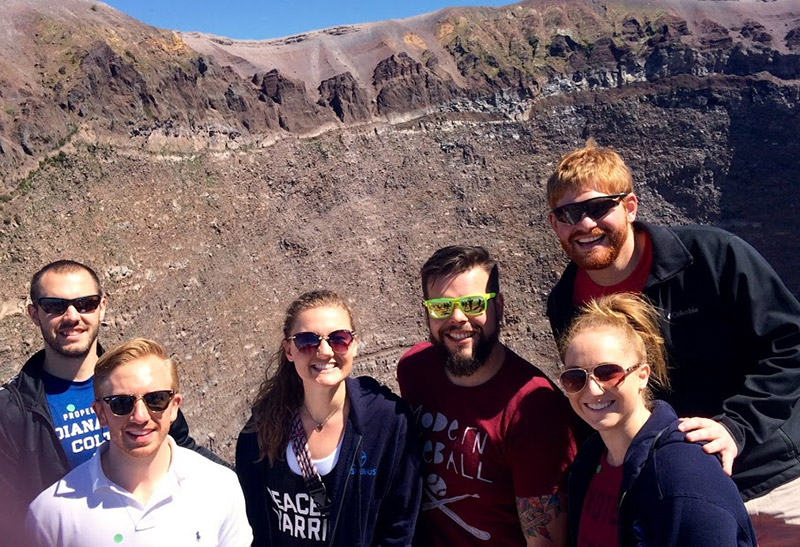 Shaun with friends at Mount Vesuvius