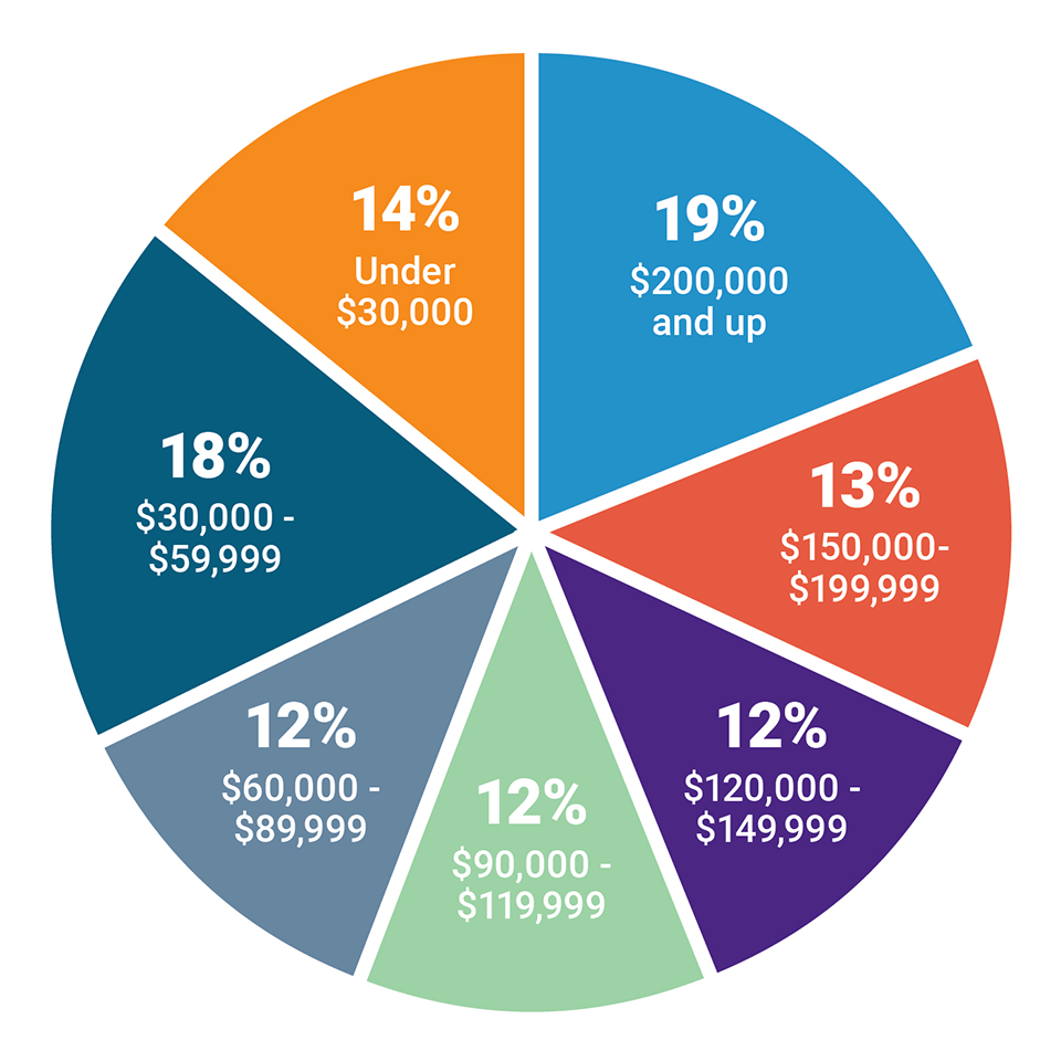  Breakdown of students by income pie chart for 2024