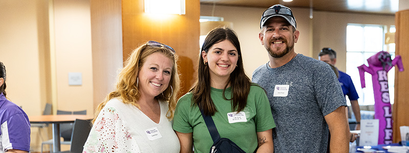 Prospective student with family during Purple Visit Day