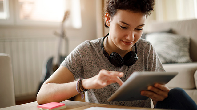 Student using a tablet
